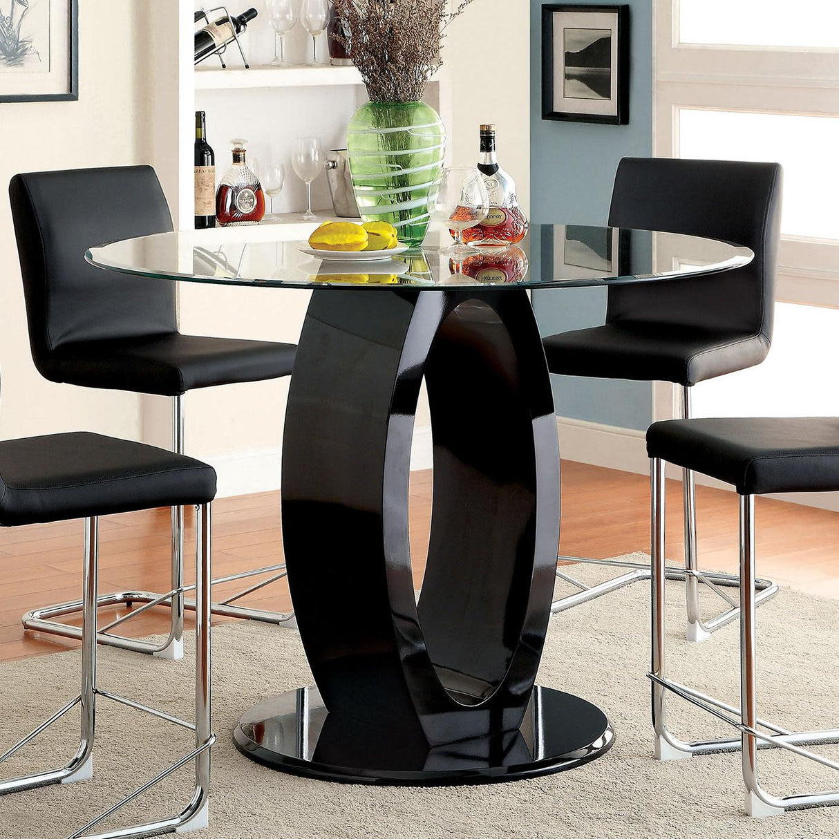  Furniture of America Lodia CM3825BK-RPT Round Counter Height Table IMAGE 1