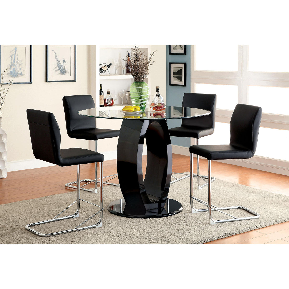  Furniture of America Lodia CM3825BK-RPT Round Counter Height Table IMAGE 3