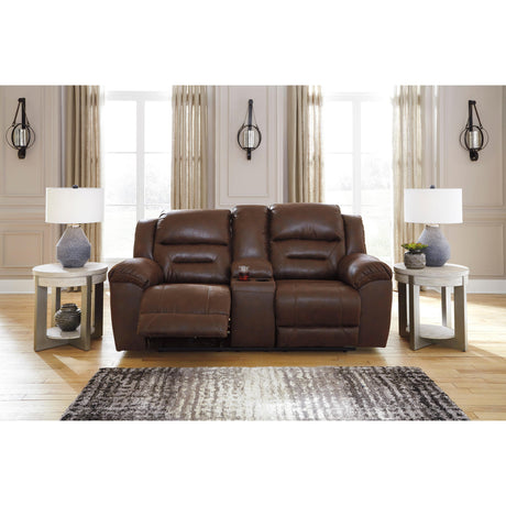  Signature Design by Ashley Stoneland Reclining Leather Look Loveseat with Console 3990494 IMAGE 4