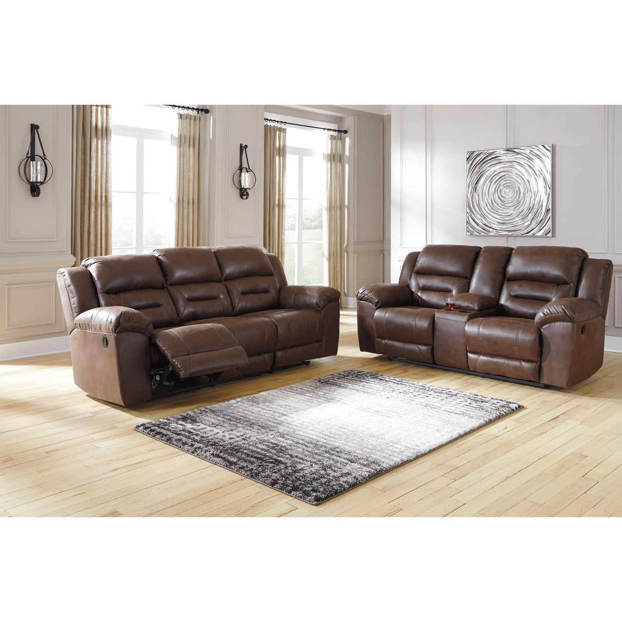  Signature Design by Ashley Stoneland Reclining Leather Look Loveseat with Console 3990494 IMAGE 6