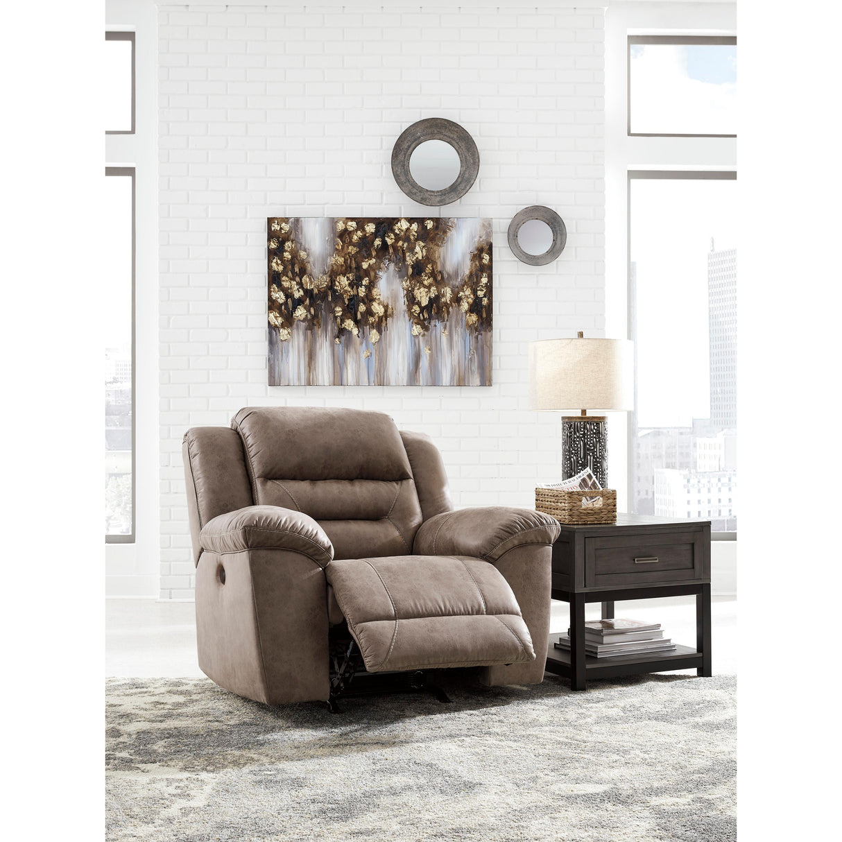  Signature Design by Ashley Stoneland Power Rocker Leather Look Recliner 3990598 IMAGE 6