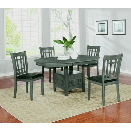  Coaster Furniture Lavon 108211 Oval 60-inch Extension Leaf Dining Table - Medium Grey IMAGE 4
