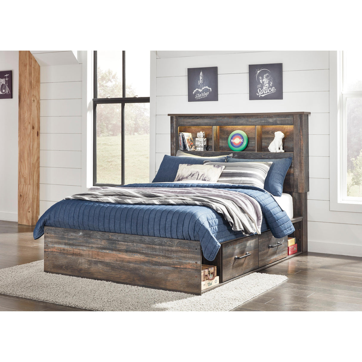  Signature Design by Ashley Drystan B211B45 Full Bookcase Bed with 4 Storage Drawers IMAGE 2