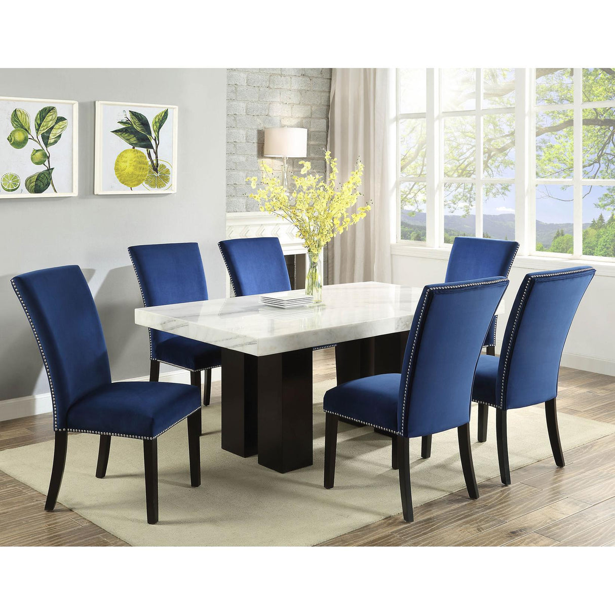  Steve Silver Furniture Camila Dining Table with Marble Top CM420WB/CM420WT IMAGE 5
