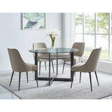  Steve Silver Furniture Round Olson Dining Table with Glass Top and Pedestal Base OS480DB/OS480GT IMAGE 2