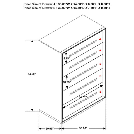  Coaster Furniture Durango 223265 5-Drawer Bedroom Chest - Smoked Peppercorn IMAGE 10