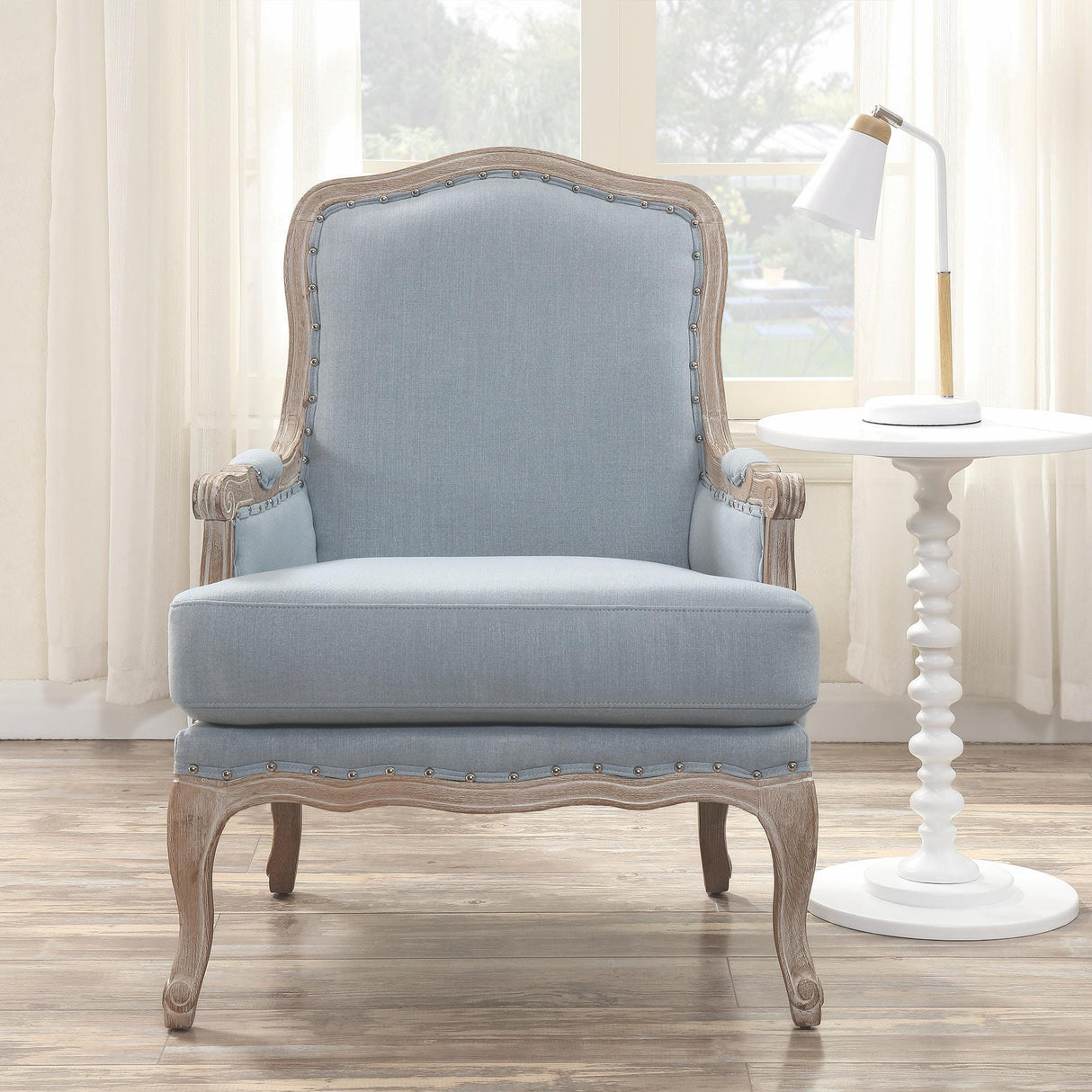  Elements International Artesia UAZ547100G Arm Chair - Midtown Light Blue IMAGE 2