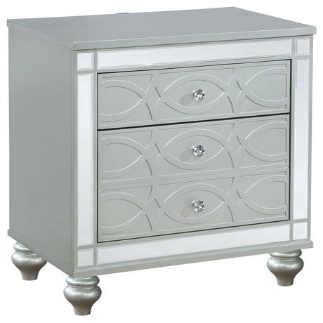  Coaster Furniture Gunnison 223212 2-Drawer Nightstand - Silver Metallic IMAGE 1