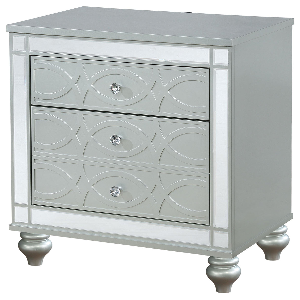  Coaster Furniture Gunnison 223212 2-Drawer Nightstand - Silver Metallic IMAGE 3