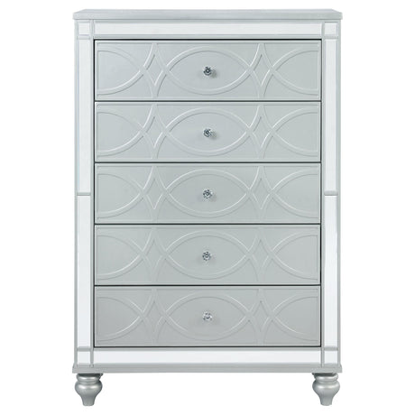  Coaster Furniture Gunnison 223215 5-Drawer Bedroom Chest - Silver Metallic IMAGE 2