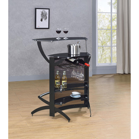  Coaster Furniture Dallas 182135 2-shelf Curved Freestanding Home Bar Cabinet - Black IMAGE 10