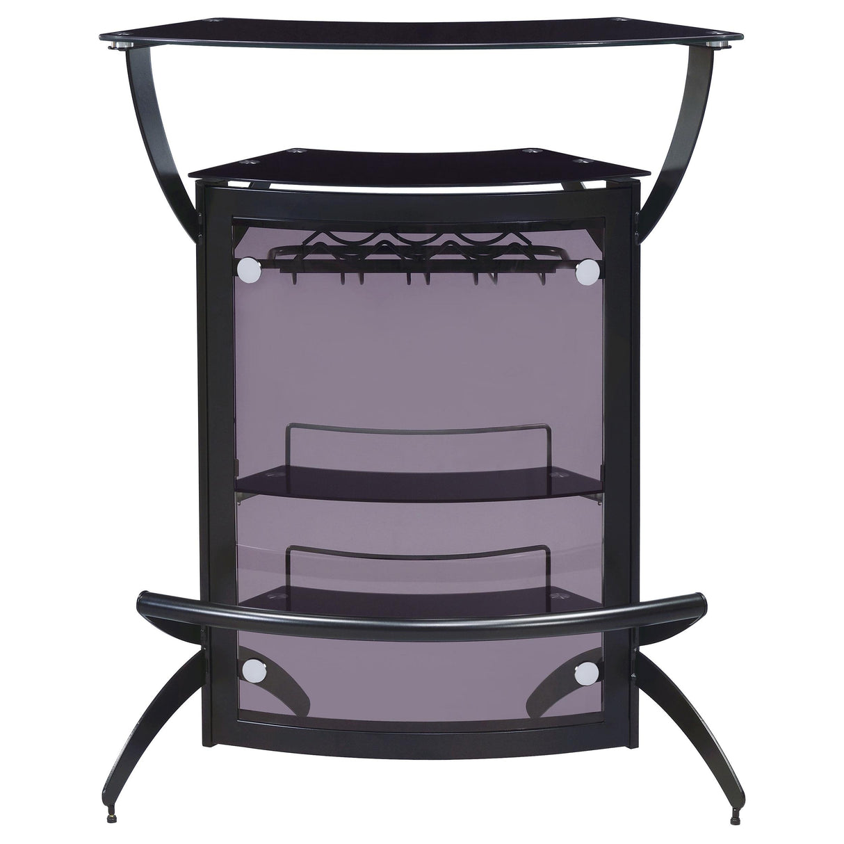 Coaster Furniture Dallas 182135 2-shelf Curved Freestanding Home Bar Cabinet - Black IMAGE 2