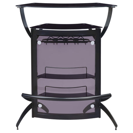  Coaster Furniture Dallas 182135 2-shelf Curved Freestanding Home Bar Cabinet - Black IMAGE 2