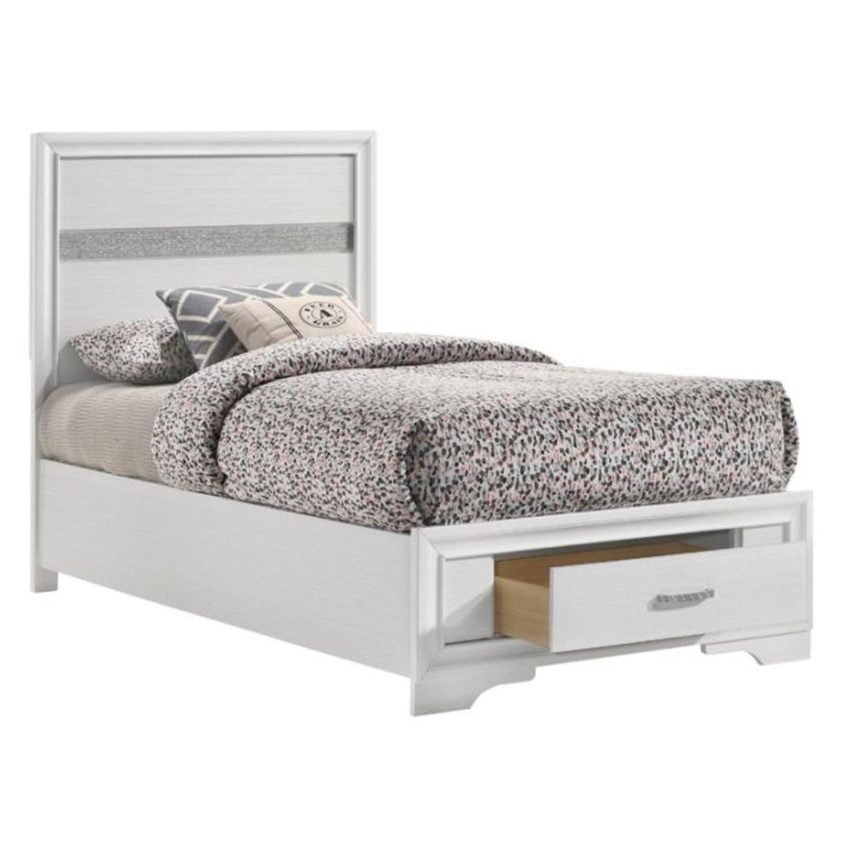  Coaster Furniture Miranda 205111T 51-inch Wood Twin Storage Panel Bed - White IMAGE 1