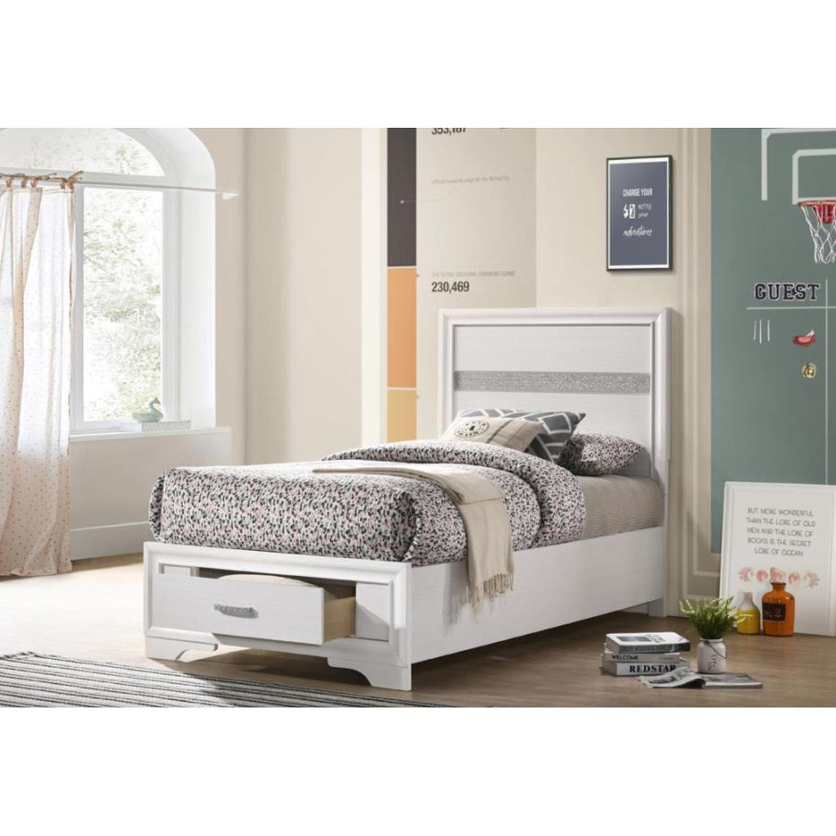  Coaster Furniture Miranda 205111T 51-inch Wood Twin Storage Panel Bed - White IMAGE 8