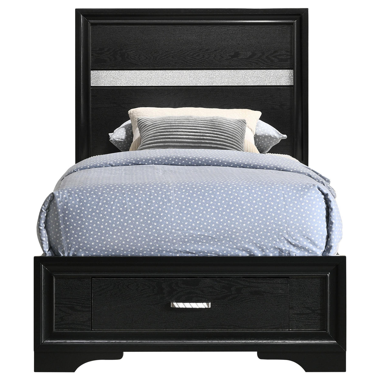  Coaster Furniture Miranda 206361T 51-inch Wood Twin Storage Panel Bed - Black IMAGE 4