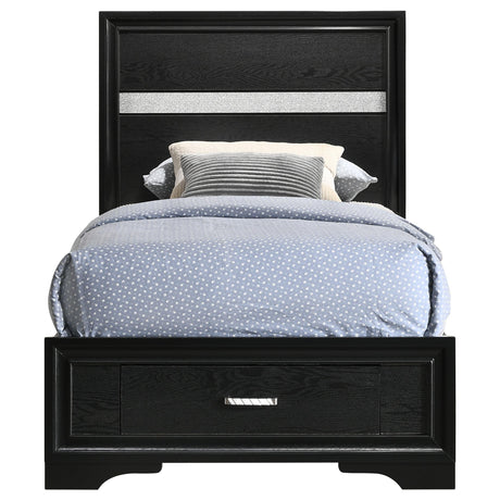  Coaster Furniture Miranda 206361T 51-inch Wood Twin Storage Panel Bed - Black IMAGE 4