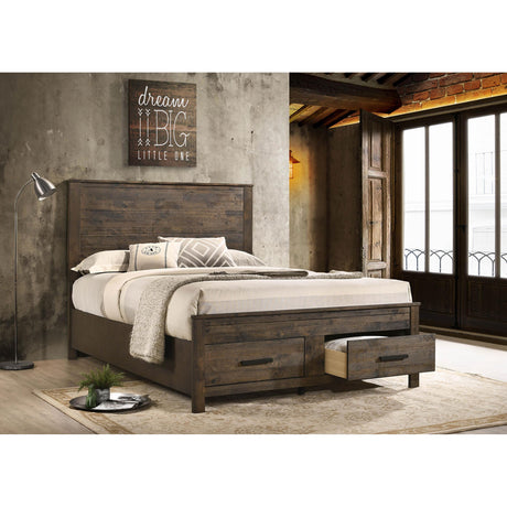  Coaster Furniture Woodmont 222631Q Wood Queen Storage Panel Bed - Rustic Golden Brown IMAGE 6