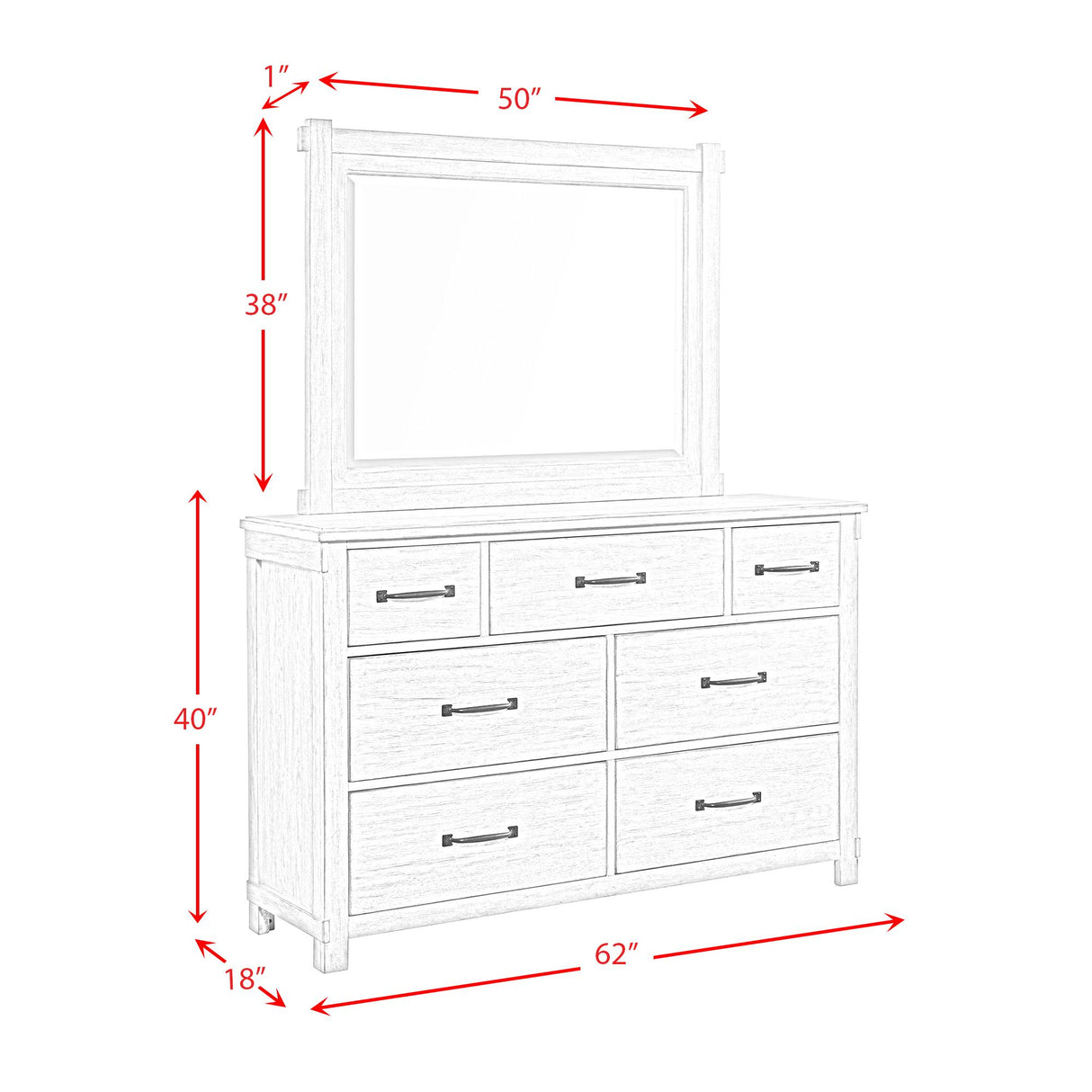  Elements International Scott SC600DRMR Dresser with Mirror Set IMAGE 12