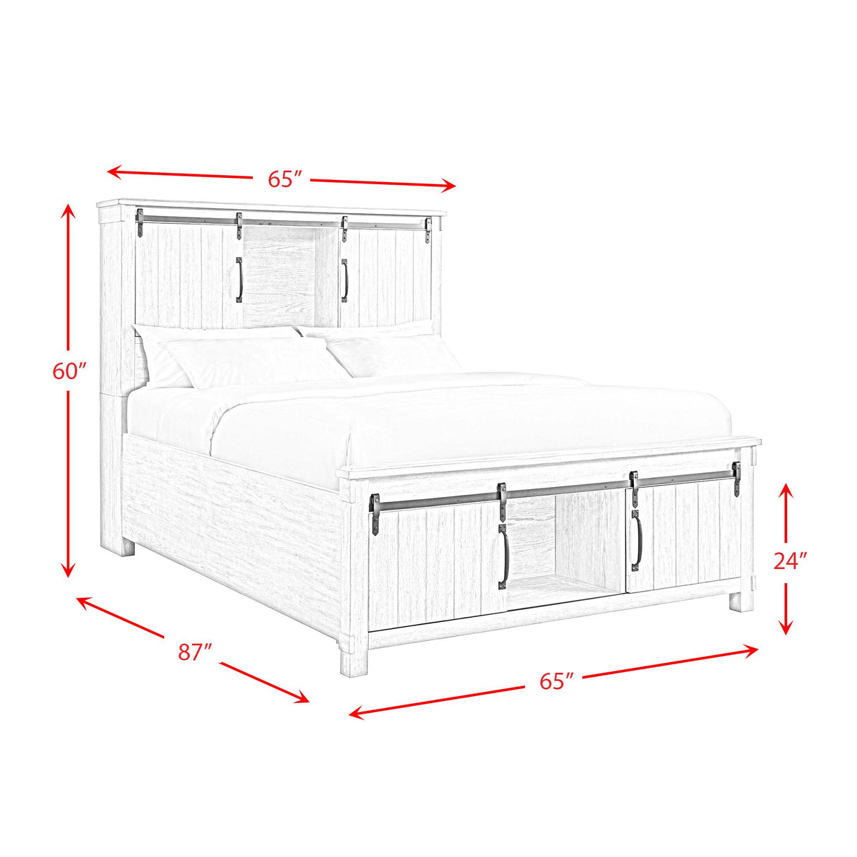  Elements International Scott SC370QB Queen Platform Storage Bed - Walnut IMAGE 12