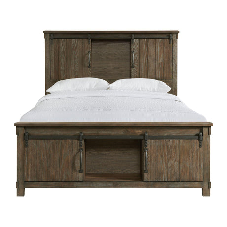  Elements International Scott SC370QB Queen Platform Storage Bed - Walnut IMAGE 2