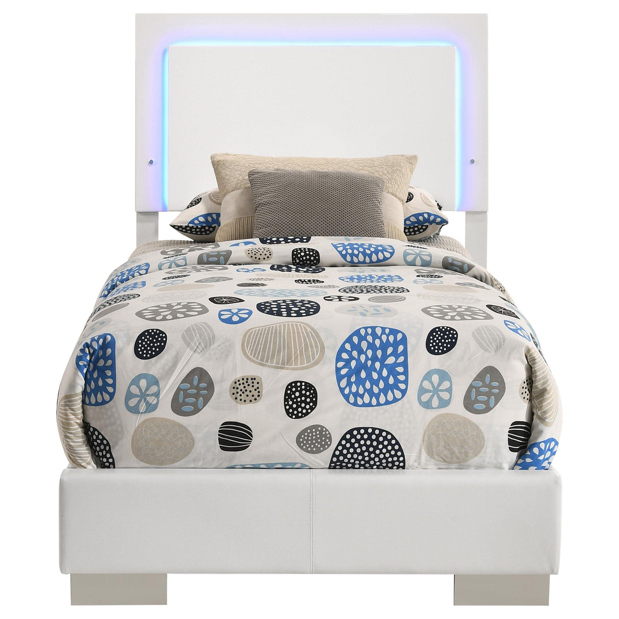 Coaster Furniture Felicity 203500T Wood Twin LED Panel Bed - White High Gloss IMAGE 4