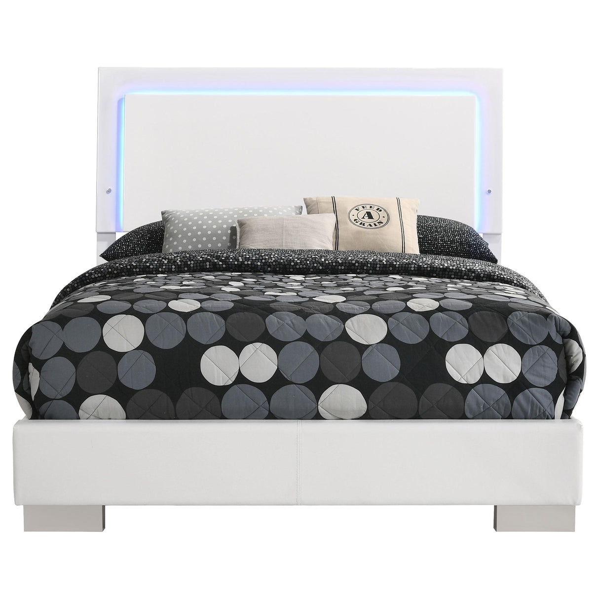  Coaster Furniture Felicity 203500F Wood Full LED Panel Bed - White High Gloss IMAGE 4