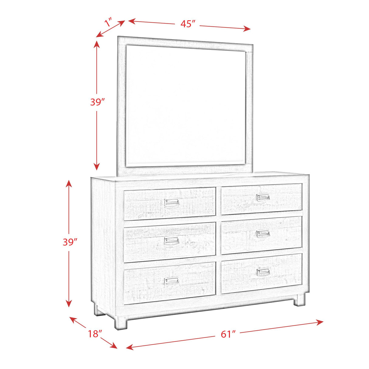 Elements International Harlington HG100DRMR Dresser w/ Mirror Set IMAGE 12