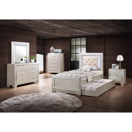  Elements International Platinum Youth LT111DRMR Dresser & Mirror w/ LED Light Set IMAGE 5