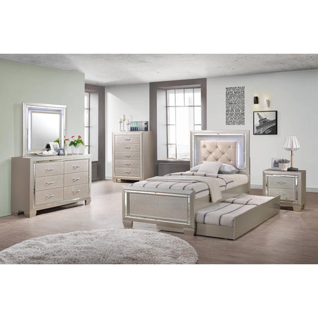  Elements International Platinum Youth LT111DRMR Dresser & Mirror w/ LED Light Set IMAGE 6