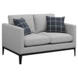  Coaster Furniture Apperson 508682 Upholstered Track Arm Loveseat - Light Grey IMAGE 1