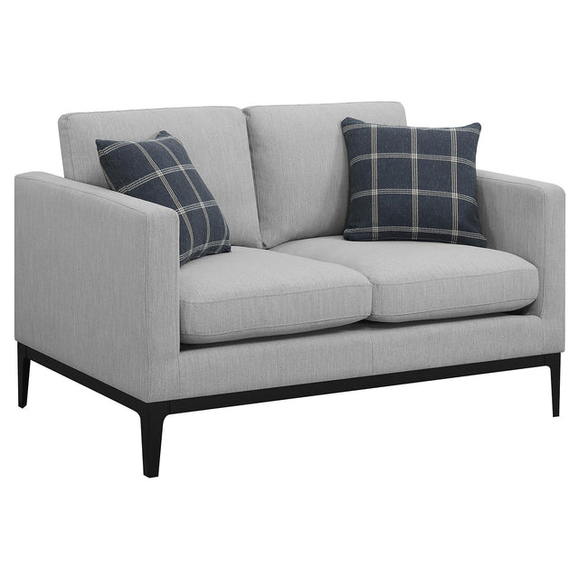  Coaster Furniture Apperson 508682 Upholstered Track Arm Loveseat - Light Grey IMAGE 1