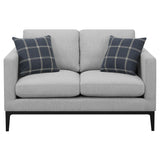  Coaster Furniture Apperson 508682 Upholstered Track Arm Loveseat - Light Grey IMAGE 2