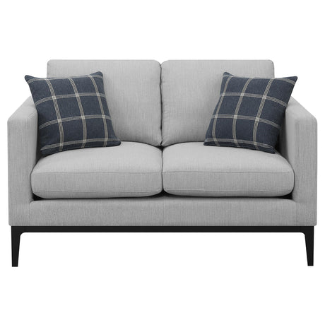  Coaster Furniture Apperson 508682 Upholstered Track Arm Loveseat - Light Grey IMAGE 2