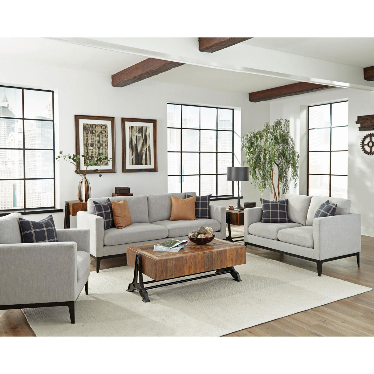  Coaster Furniture Apperson 508683 Upholstered Track Arm Accent Chair - Light Grey IMAGE 10