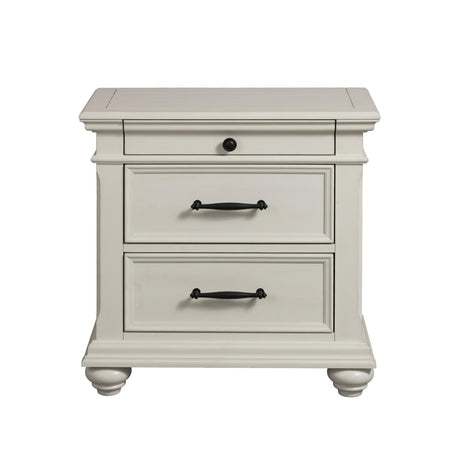  Elements International Slater SR600NS 3-Drawer Nightstand with USB Ports - White IMAGE 2