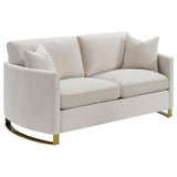  Coaster Furniture Corliss 508822 Upholstered Curved Track Arm Loveseat - Beige IMAGE 1