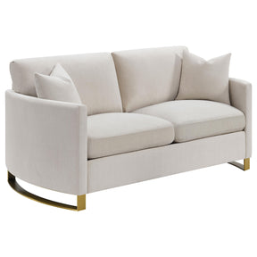  Coaster Furniture Corliss 508822 Upholstered Curved Track Arm Loveseat - Beige IMAGE 1