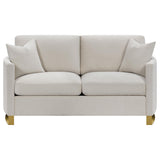  Coaster Furniture Corliss 508822 Upholstered Curved Track Arm Loveseat - Beige IMAGE 2
