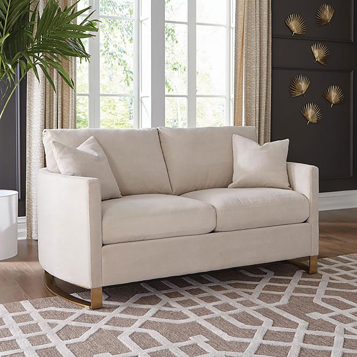  Coaster Furniture Corliss 508822 Upholstered Curved Track Arm Loveseat - Beige IMAGE 8