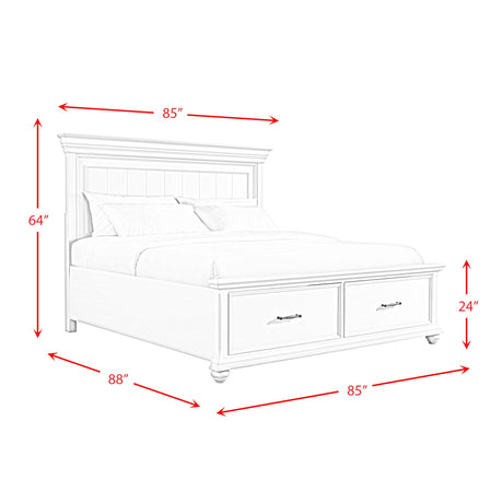  Elements International Slater SR650KB King Platform Storage Bed - White IMAGE 11