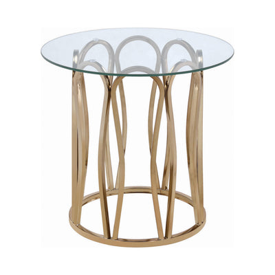  Coaster Furniture Monett 708057 Round Glass Top Side End Table - Chocolate Chrome IMAGE 1