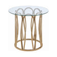  Coaster Furniture Monett 708057 Round Glass Top Side End Table - Chocolate Chrome IMAGE 1