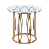  Coaster Furniture Monett 708057 Round Glass Top Side End Table - Chocolate Chrome IMAGE 1