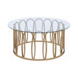  Coaster Furniture Monett 708058 Round Glass Top Coffee Table - Chocolate Chrome IMAGE 1