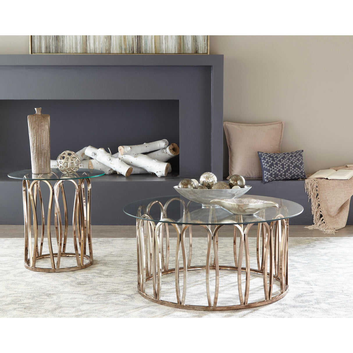  Coaster Furniture Monett 708058 Round Glass Top Coffee Table - Chocolate Chrome IMAGE 3