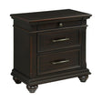  Elements International Slater SR800NS 3-Drawer Nightstand with USB Ports - Black IMAGE 1