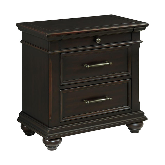 Elements International Slater SR800NS 3-Drawer Nightstand with USB Ports - Black IMAGE 1