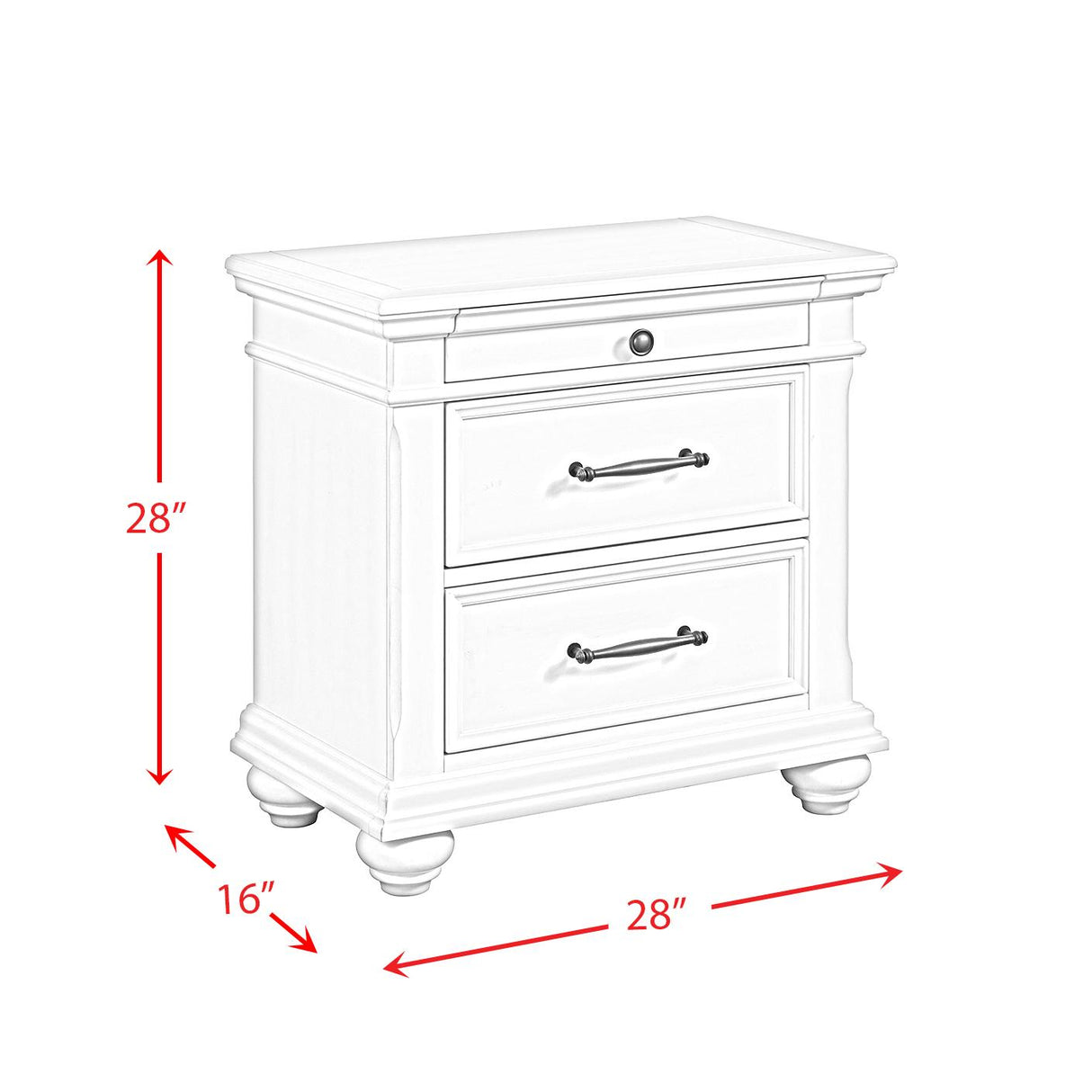  Elements International Slater SR800NS 3-Drawer Nightstand with USB Ports - Black IMAGE 12