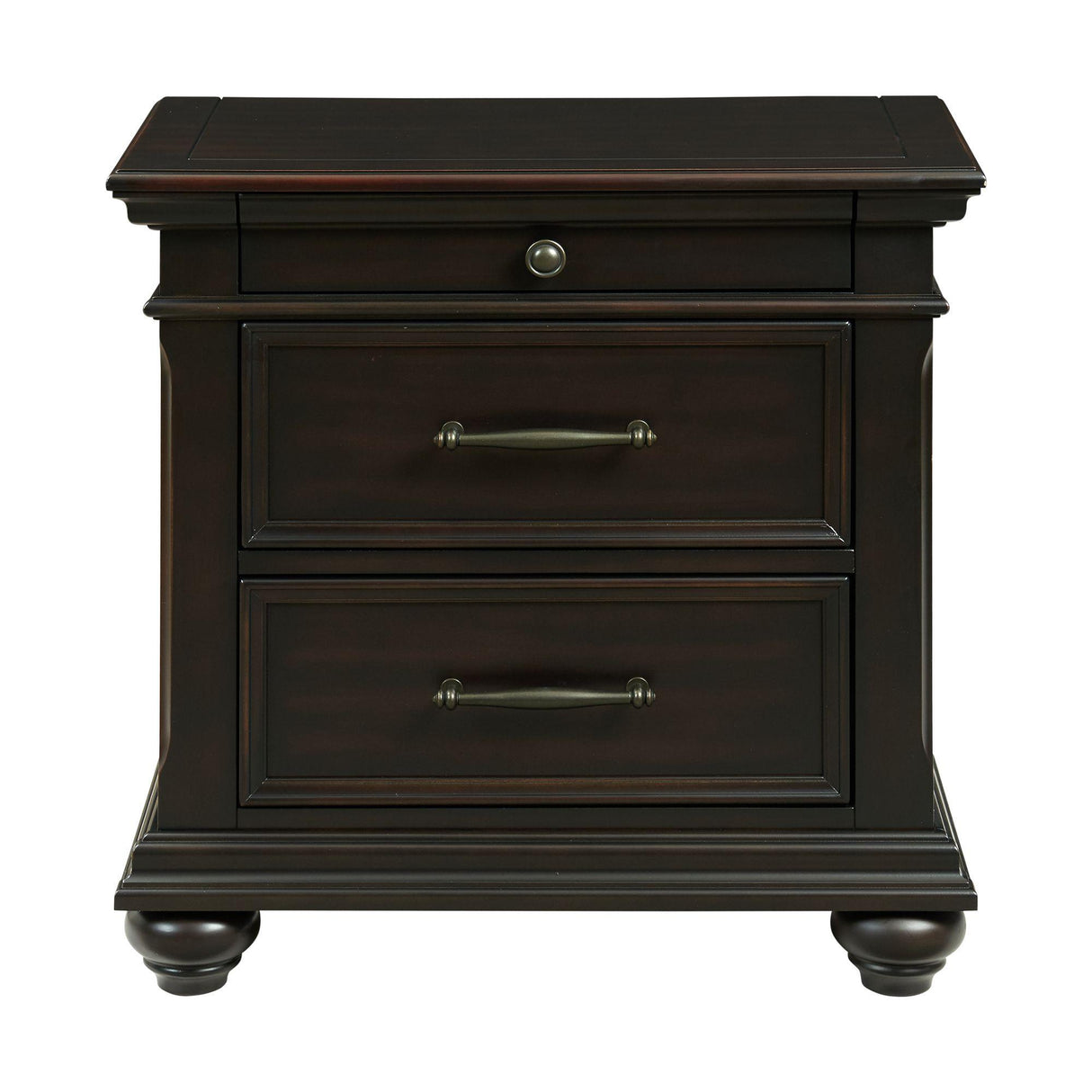  Elements International Slater SR800NS 3-Drawer Nightstand with USB Ports - Black IMAGE 2